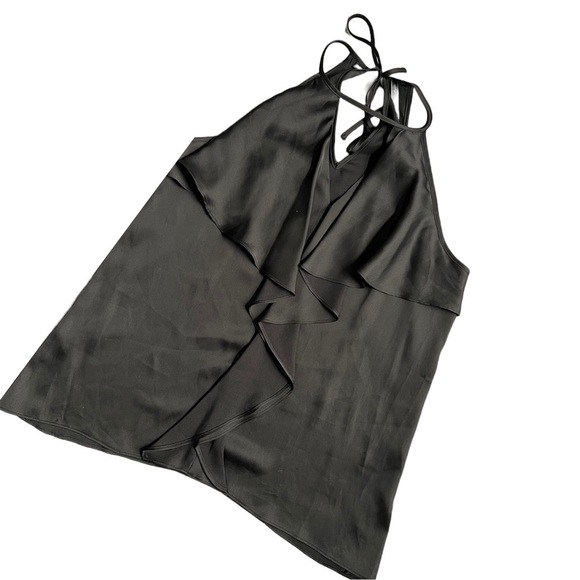 GUESS BLACK SILK TANK TOP FLOWY BLOUSE WITH V NECK AND HALTER TOP SIZE XS - Picture 6 of 6